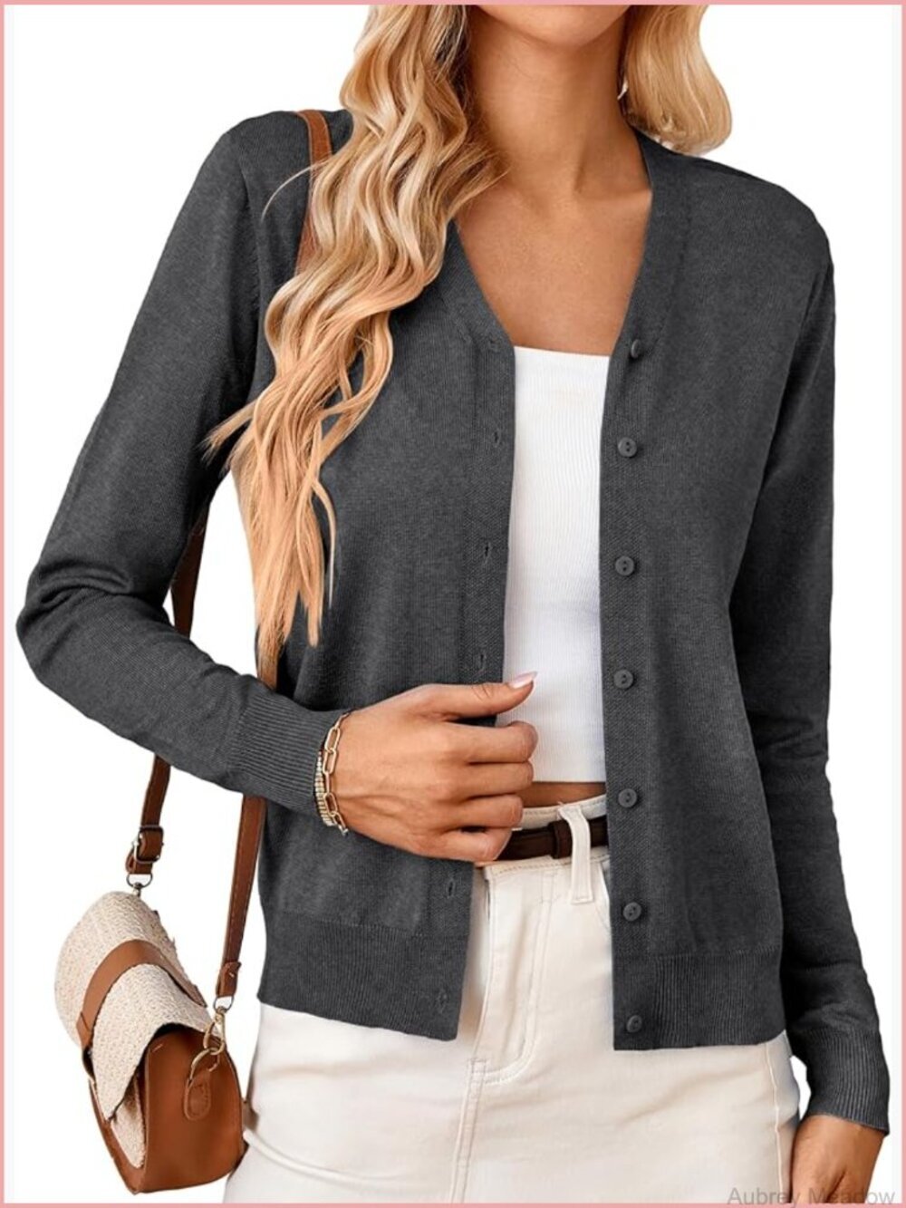 Long Sleeve Button Down V-Neck Classic Cardigan